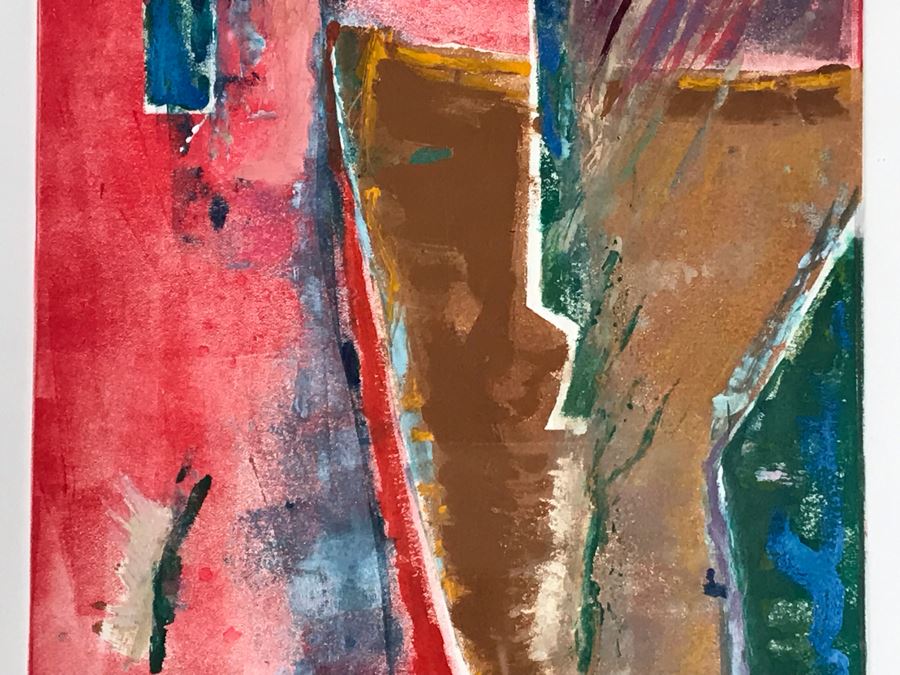 JUST ADDED - Original Jean Klafs Abstract Expressionist Framed Monotype On Paper Titled 'Max IV' 21 X 18 [Photo 6]