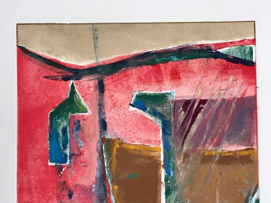 JUST ADDED - Original Jean Klafs Abstract Expressionist Framed Monotype On Paper Titled 'Max IV' 21 X 18 [Photo 5]