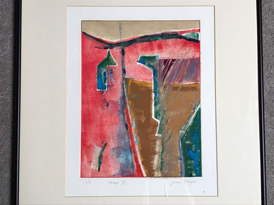 JUST ADDED - Original Jean Klafs Abstract Expressionist Framed Monotype On Paper Titled 'Max IV' 21 X 18 [Photo 3]