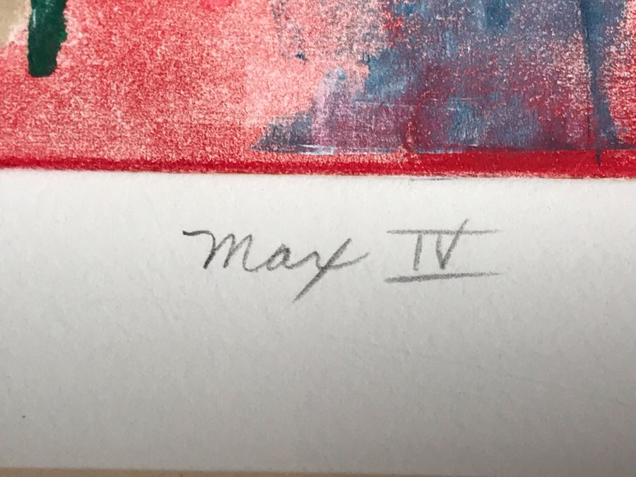 JUST ADDED - Original Jean Klafs Abstract Expressionist Framed Monotype On Paper Titled 'Max IV' 21 X 18 [Photo 9]