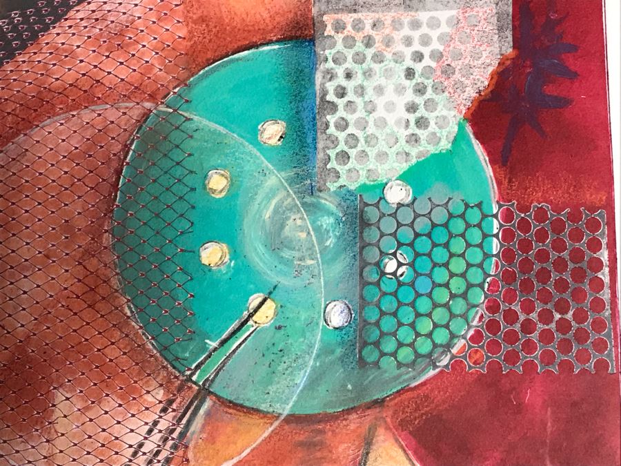 JUST ADDED - Original Jean Klafs Abstract Expressionist Monotype On Paper Titled 'Orb' 21 X 18 [Photo 7]