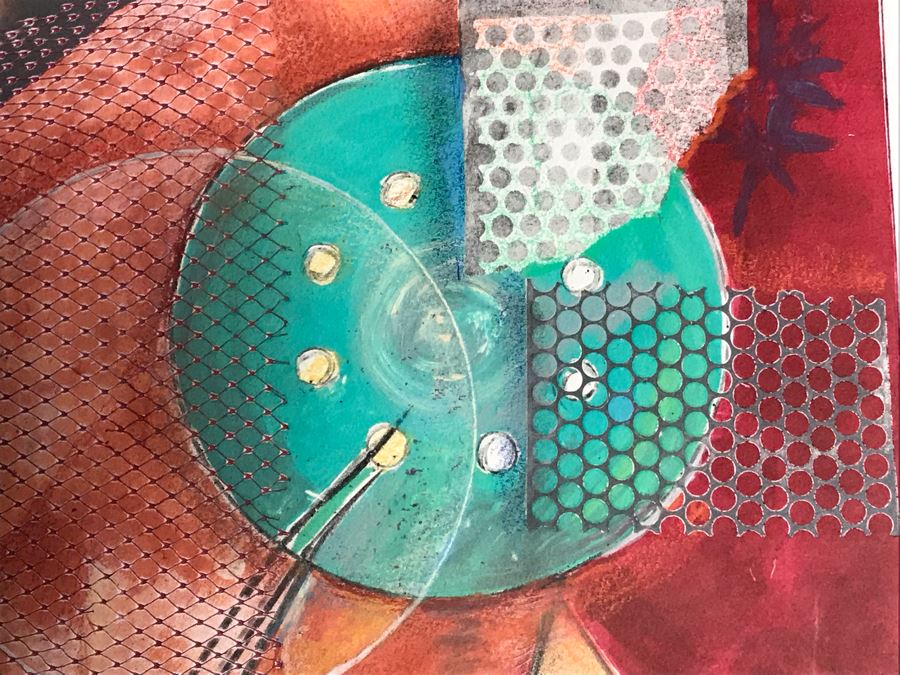 JUST ADDED - Original Jean Klafs Abstract Expressionist Monotype On Paper Titled 'Orb' 21 X 18 [Photo 8]