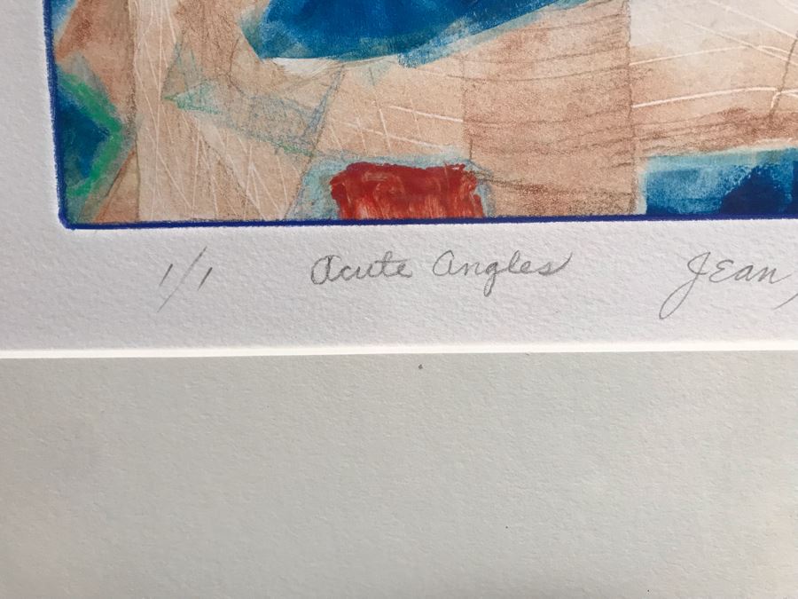 JUST ADDED - Original Jean Klafs Abstract Expressionist Monotype On Paper Titled 'Acute Angles' 21 X 18 [Photo 6]