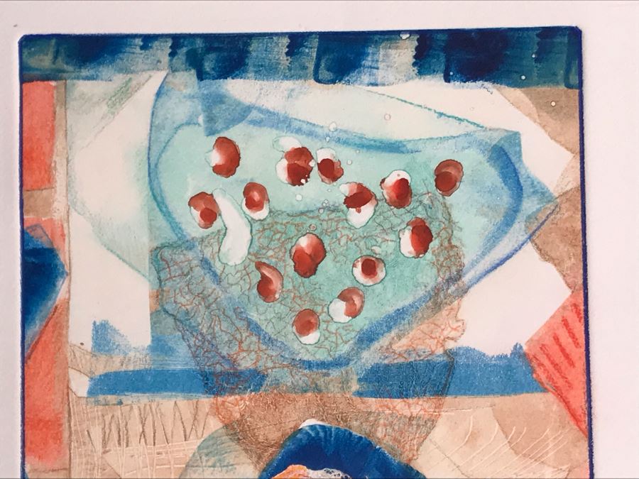 JUST ADDED - Original Jean Klafs Abstract Expressionist Monotype On Paper Titled 'Acute Angles' 21 X 18 [Photo 2]