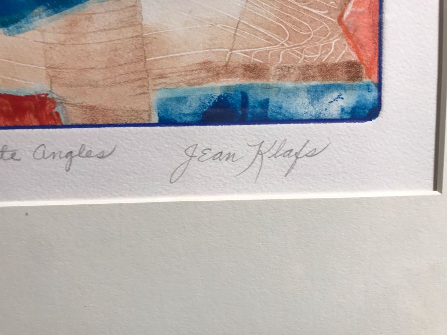 JUST ADDED - Original Jean Klafs Abstract Expressionist Monotype On Paper Titled 'Acute Angles' 21 X 18 [Photo 5]