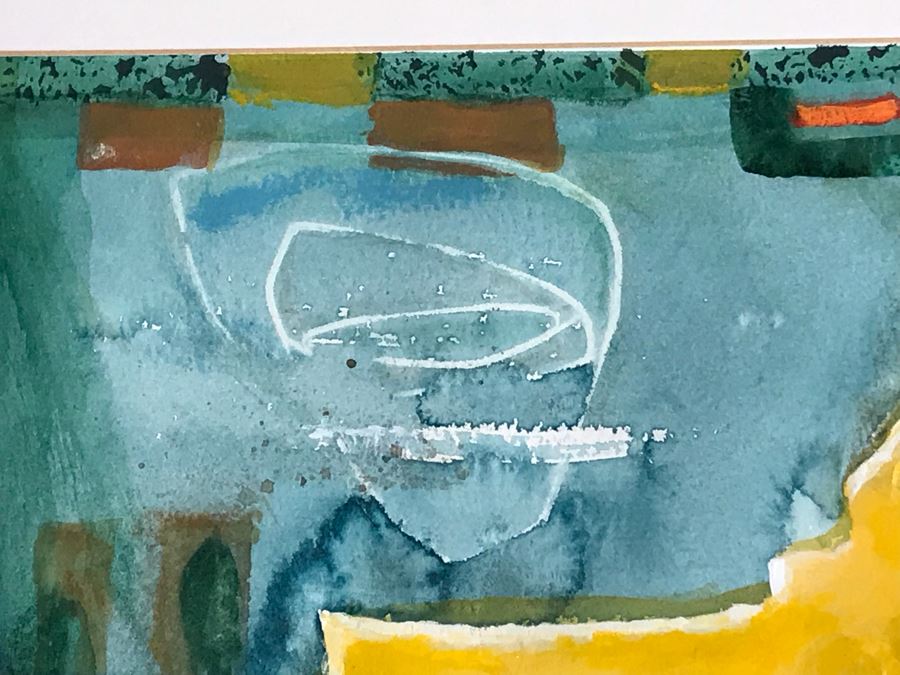JUST ADDED - Original Jean Klafs Abstract Expressionist Framed Mixed Media Artwork On Paper Featured In Arizona Watercolor Association (AWA) Show Titled 'Progress' 30 X 24 Retails $700 [Photo 8]