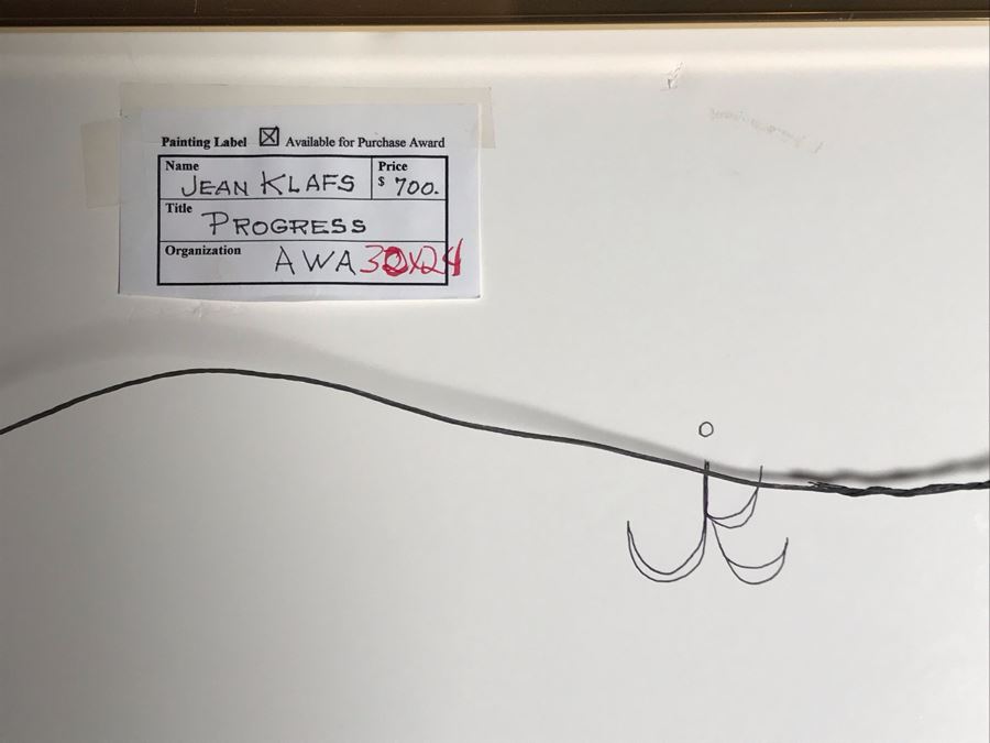 JUST ADDED - Original Jean Klafs Abstract Expressionist Framed Mixed Media Artwork On Paper Featured In Arizona Watercolor Association (AWA) Show Titled 'Progress' 30 X 24 Retails $700 [Photo 9]