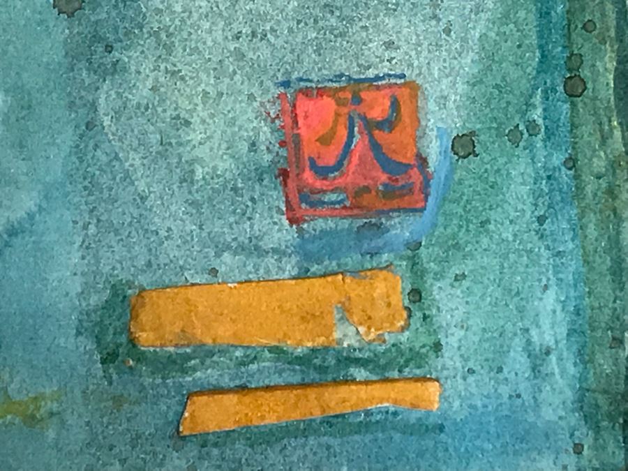 JUST ADDED - Original Jean Klafs Abstract Expressionist Framed Mixed Media Artwork On Paper Featured In Arizona Watercolor Association (AWA) Show Titled 'Progress' 30 X 24 Retails $700 [Photo 7]