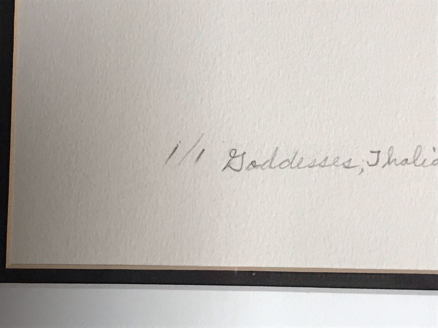 JUST ADDED - Original Jean Klafs Abstract Expressionist Framed Monotype On Paper Titled 'Goddesses, Thalia & Agalia' 19 X 20 [Photo 9]