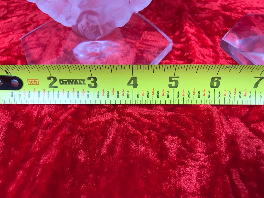 JUST ADDED - Pair Of Signed Lalique France Mesanges Frosted Crystal Birds Motif Candleholders Candlesticks With Original Bobeches 5W X 7H - (Miss Oregon Estate - MOE) [Photo 5]