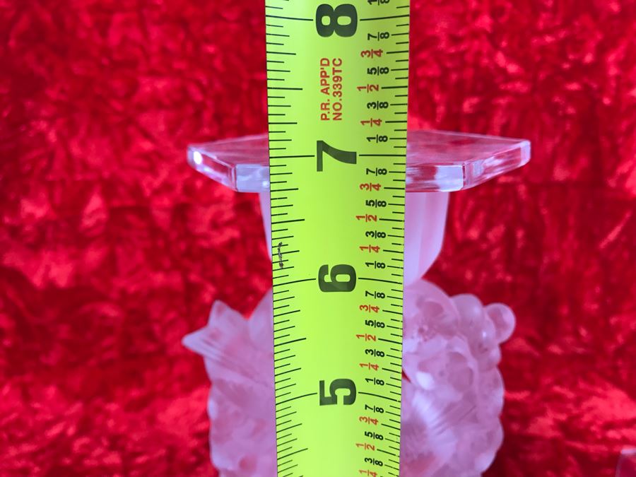 JUST ADDED - Pair Of Signed Lalique France Mesanges Frosted Crystal Birds Motif Candleholders Candlesticks With Original Bobeches 5W X 7H - (Miss Oregon Estate - MOE) [Photo 4]