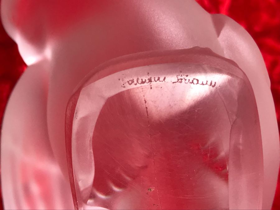 JUST ADDED - Pair Of Signed Lalique France Frosted Crystal Bird Figurines (4/75W X 2D X 3.5H / 4.5W X 3D X 3H) (MOE) [Photo 9]