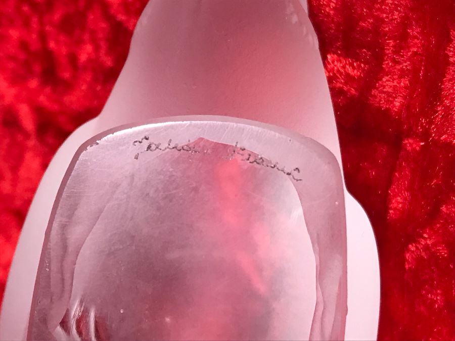 JUST ADDED - Pair Of Signed Lalique France Frosted Crystal Bird Figurines (4/75W X 2D X 3.5H / 4.5W X 3D X 3H) (MOE) [Photo 8]