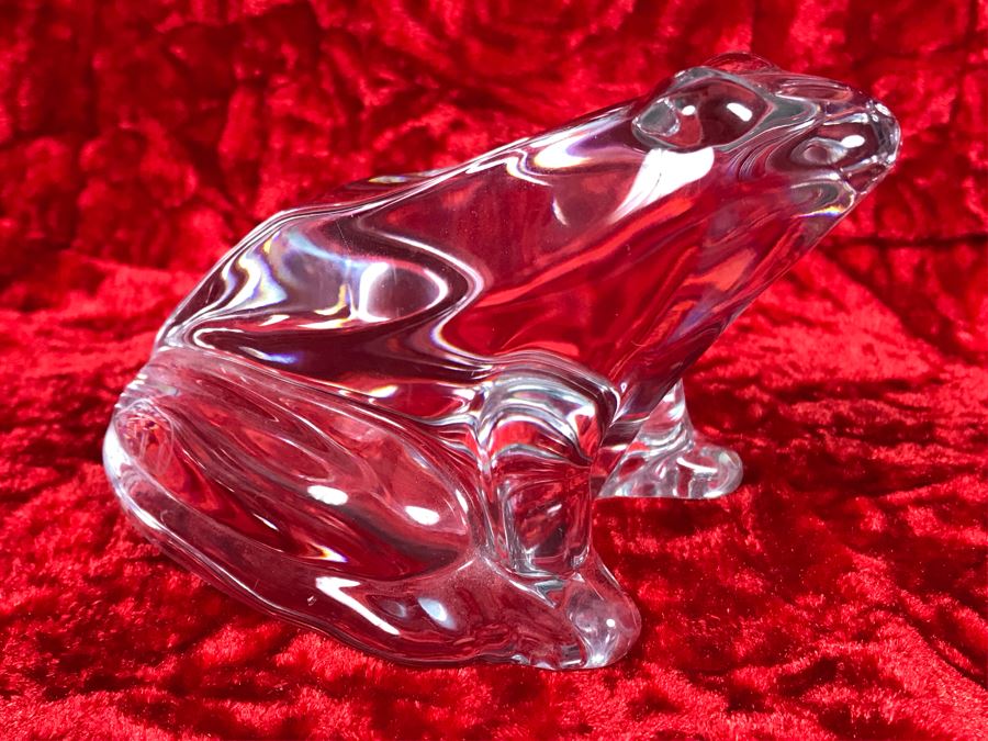 JUST ADDED - Baccarat France Crystal Frog Figurine 4W X 3D X 2.5H (MOE)