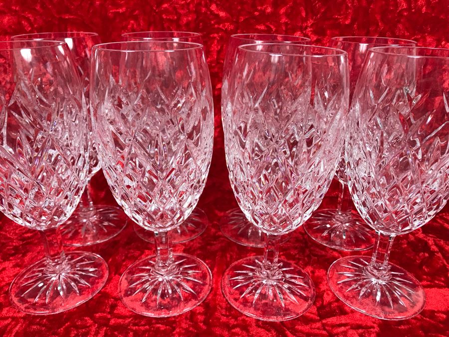 JUST ADDED - Set Of Eight Waterford Crystal Iced Tea Pallas Stemware Blown Glasses 7.25H Replacements Value $1,270 (MOE) [Photo 3]