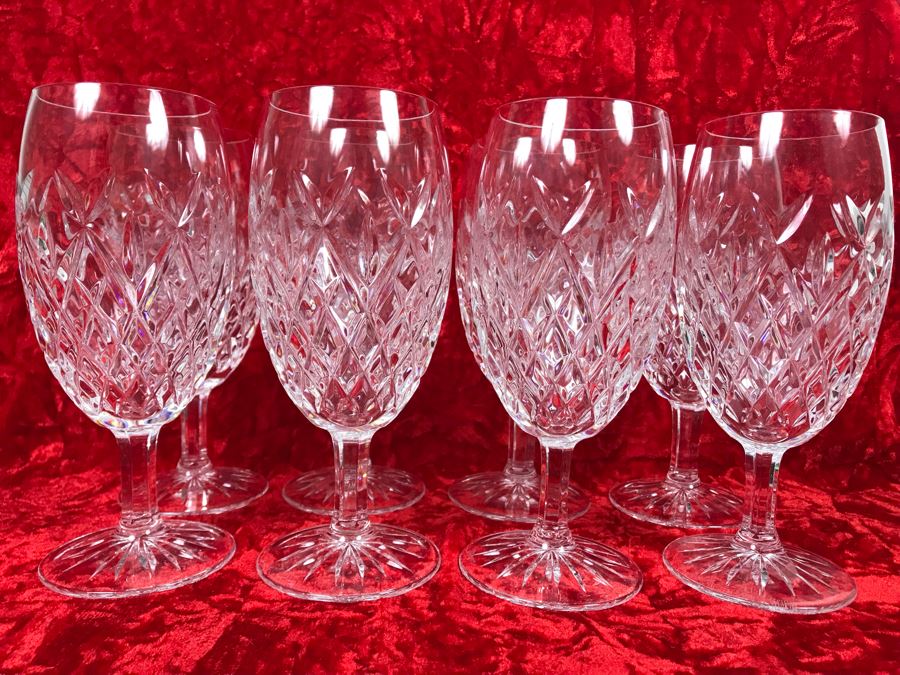 JUST ADDED - Set Of Eight Waterford Crystal Iced Tea Pallas Stemware Blown Glasses 7.25H Replacements Value $1,270 (MOE) [Photo 2]