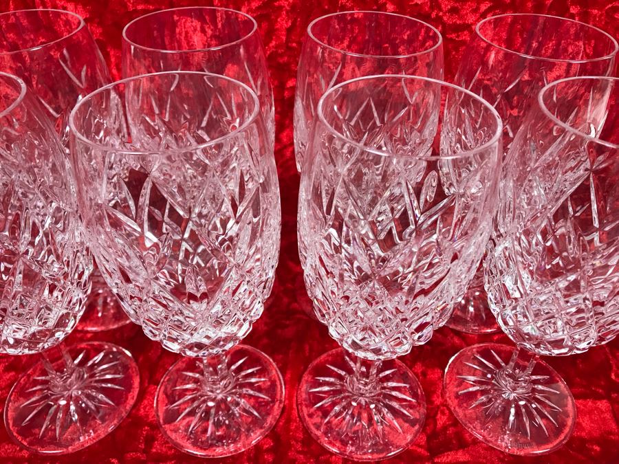 JUST ADDED - Set Of Eight Waterford Crystal Iced Tea Pallas Stemware Blown Glasses 7.25H Replacements Value $1,270 (MOE) [Photo 4]