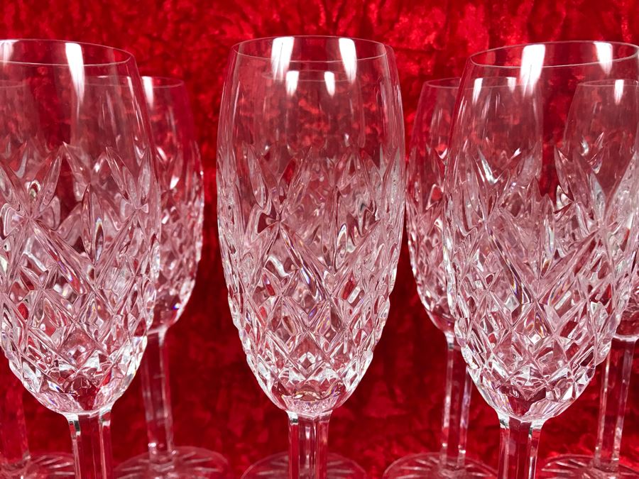 JUST ADDED - Set Of Ten Waterford Crystal Fluted Champagne Stemware Blown Glasses Pallas 8 5/8H Replacements Value $1,299 (MOE) [Photo 4]