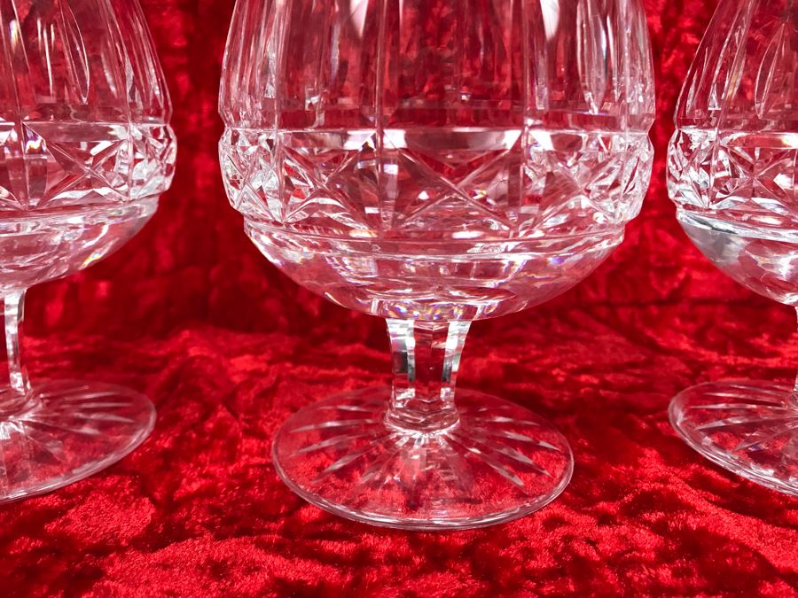 JUST ADDED - Set Of Three Waterford Crystal Brandy Glasses Stemware Kylemore Cut 5 1/4H X 2 5/8W Replacements Value $299 (MOE) [Photo 3]