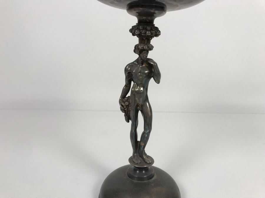 JUST ADDED - (1) Vintage Christofle Figural Naked Man Grape Motif Stem Silverplate Goblet 5.5W X 9.25H (MOE) [Photo 3]