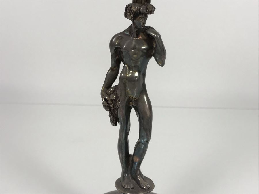 JUST ADDED - (1) Vintage Christofle Figural Naked Man Grape Motif Stem Silverplate Goblet 5.5W X 9.25H (MOE) [Photo 4]