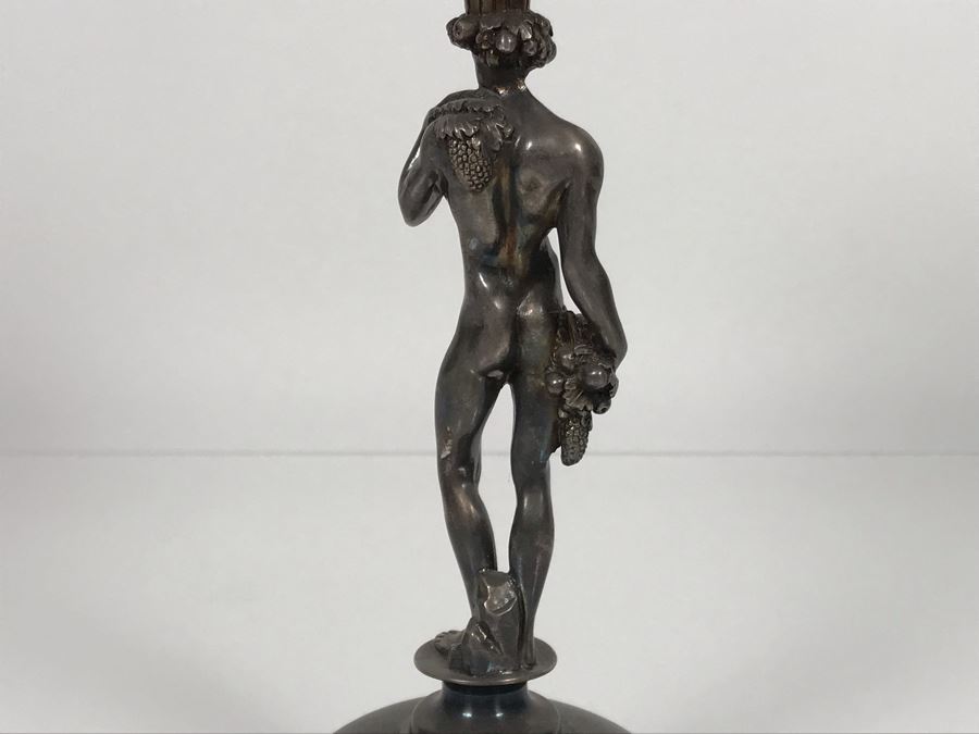 JUST ADDED - (1) Vintage Christofle Figural Naked Man Grape Motif Stem Silverplate Goblet 5.5W X 9.25H (MOE) [Photo 8]