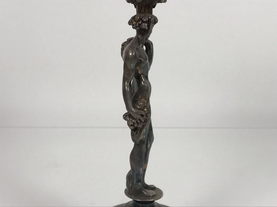 JUST ADDED - (1) Vintage Christofle Figural Naked Man Grape Motif Stem Silverplate Goblet 5.5W X 9.25H (MOE) [Photo 7]