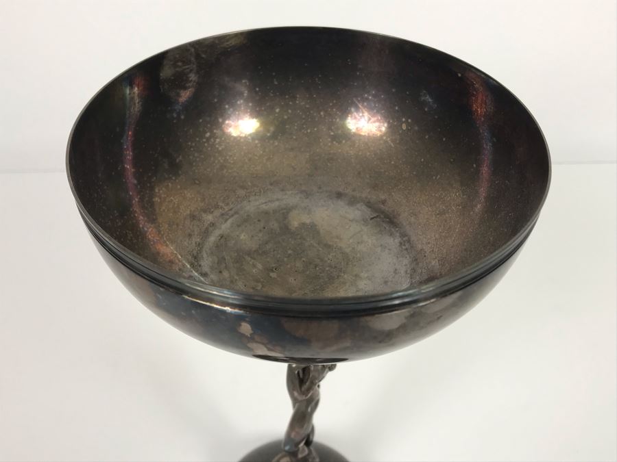 JUST ADDED - (1) Vintage Christofle Figural Naked Man Grape Motif Stem Silverplate Goblet 5.5W X 9.25H (MOE) [Photo 12]