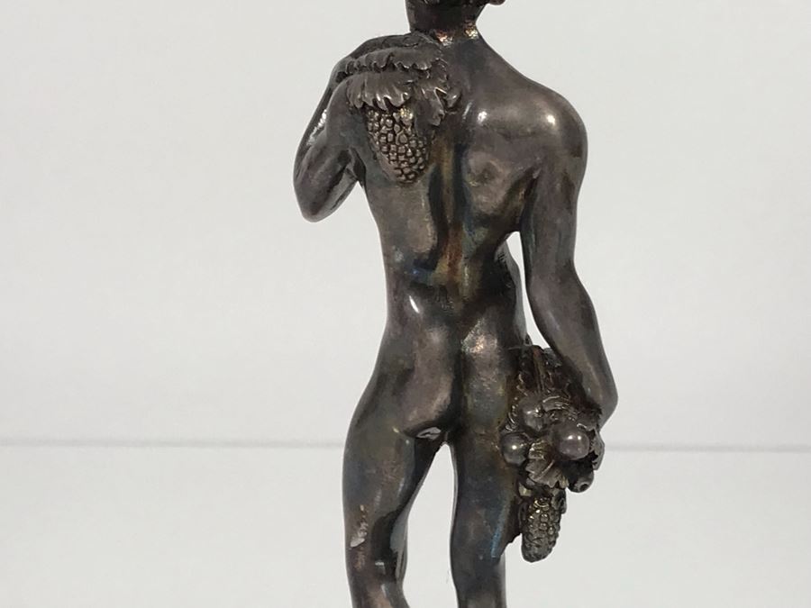 JUST ADDED - (1) Vintage Christofle Figural Naked Man Grape Motif Stem Silverplate Goblet 5.5W X 9.25H (MOE) [Photo 9]