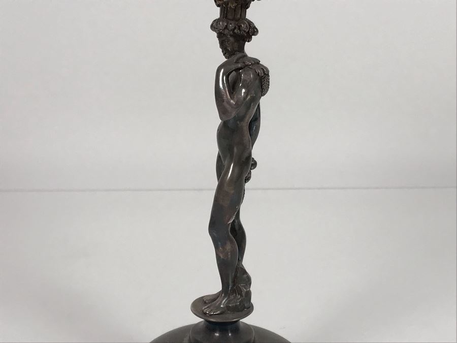 JUST ADDED - (1) Vintage Christofle Figural Naked Man Grape Motif Stem Silverplate Goblet 5.5W X 9.25H (MOE) [Photo 10]