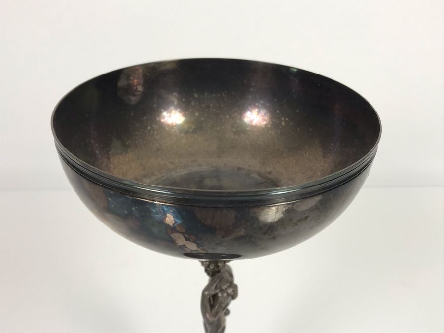 JUST ADDED - (1) Vintage Christofle Figural Naked Man Grape Motif Stem Silverplate Goblet 5.5W X 9.25H (MOE) [Photo 11]