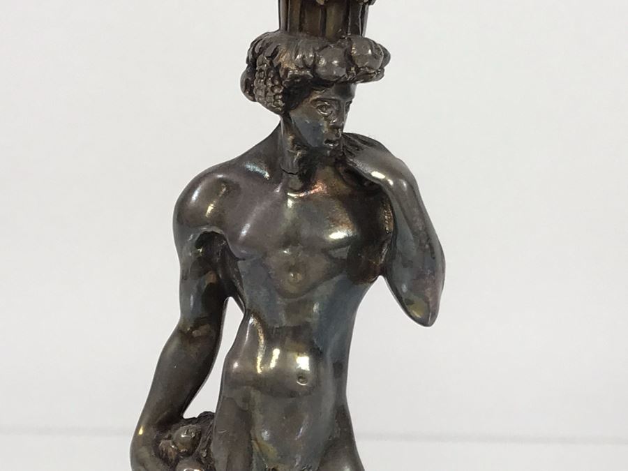 JUST ADDED - (1) Vintage Christofle Figural Naked Man Grape Motif Stem Silverplate Goblet 5.5W X 9.25H (MOE) [Photo 5]
