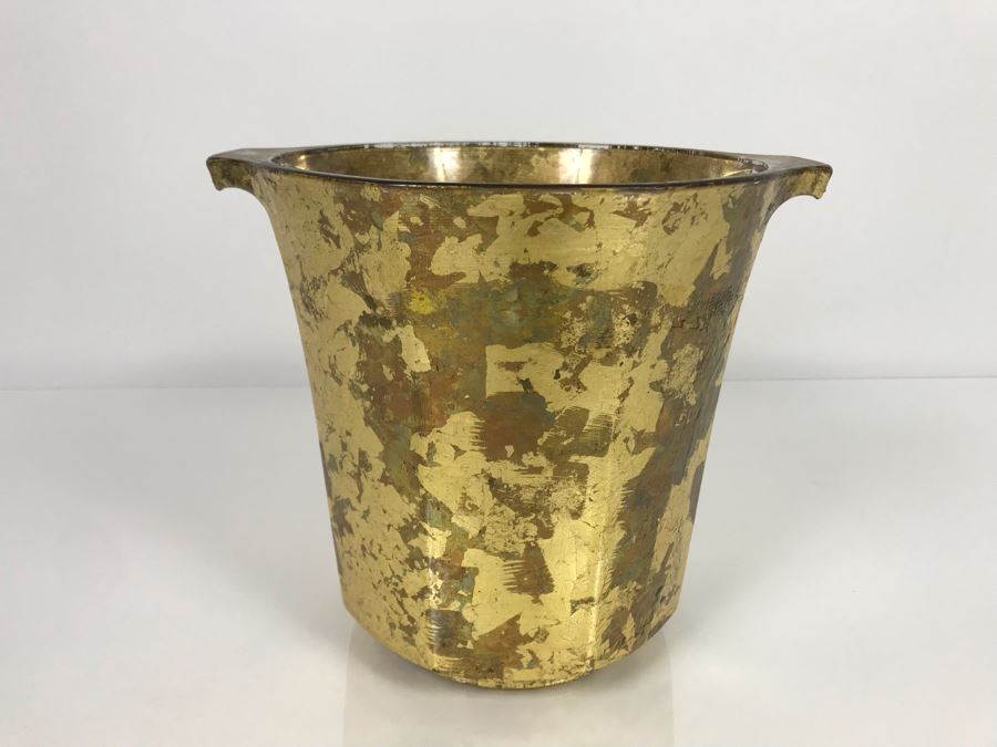 JUST ADDED - Hand Signed Lesley Roy Gold Wine Champagne Ice Bucket Handmade New Haven, CT 9W X 8H (MOE) [Photo 3]