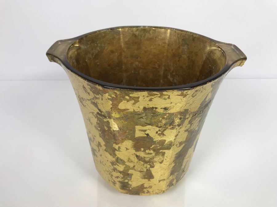 JUST ADDED - Hand Signed Lesley Roy Gold Wine Champagne Ice Bucket Handmade New Haven, CT 9W X 8H (MOE) [Photo 4]