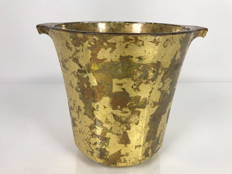 JUST ADDED - Hand Signed Lesley Roy Gold Wine Champagne Ice Bucket Handmade New Haven, CT 9W X 8H (MOE) [Photo 1]