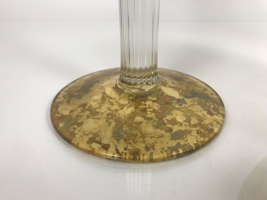 JUST ADDED - Individually Hand Signed Lesley Roy Gold Pair Of Tall Candlesticks Candleholders 16H And Gold Vase 7H Handmade New Haven, CT (MOE) [Photo 6]