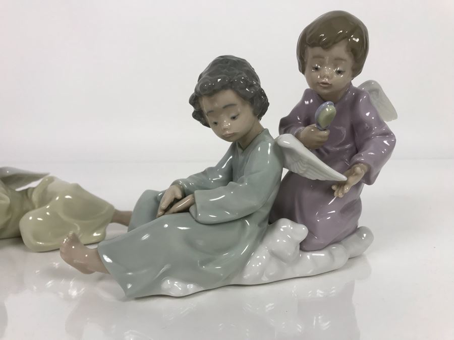 JUST ADDED - Pair Of Lladro Angels Figurines 5727 'Angel Care' 7W X 5H And 5728 'Heavenly Dreamer' 6.5W X 2.5H (MOE) [Photo 3]