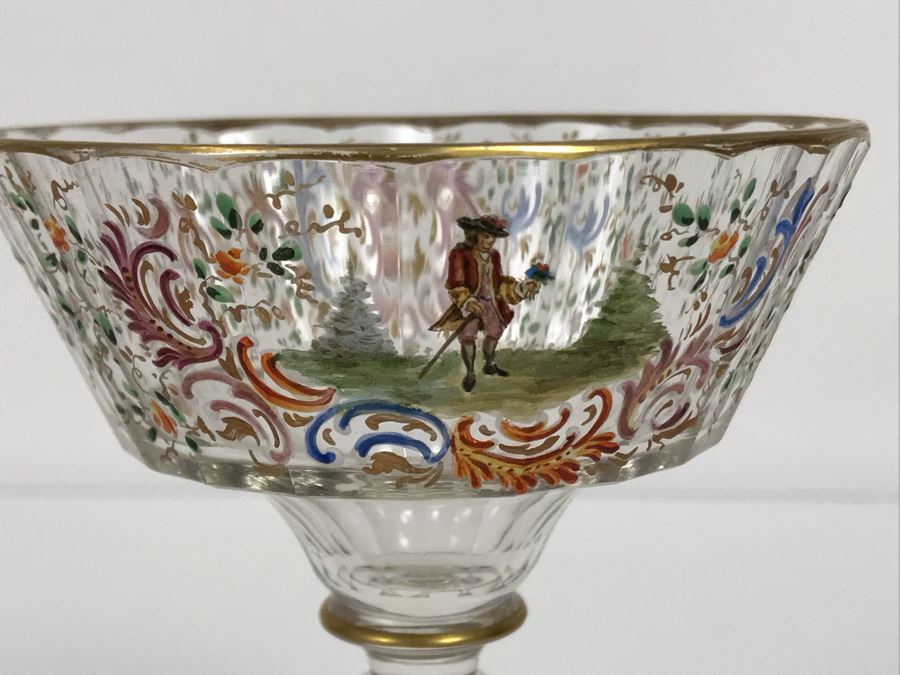 JUST ADDED - Stunning Vintage French Hand-Painted Gold Rimmed 35 Piece Crystal Glassware Includes: Stemware, Glasses, Plates, Saucers, Bowls (MOE) [Photo 23]