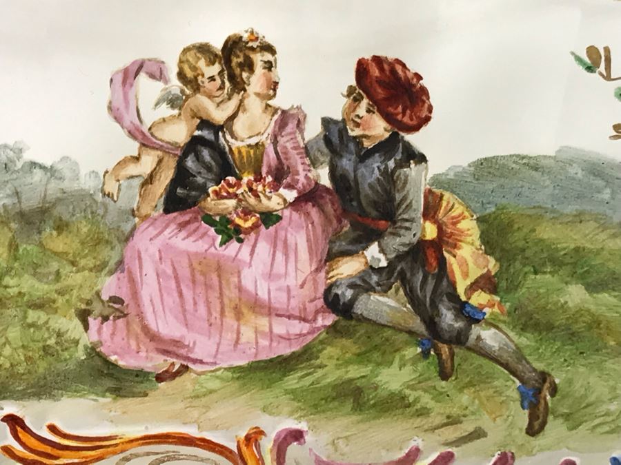 JUST ADDED - Stunning Vintage French Hand-Painted Gold Rimmed 35 Piece Crystal Glassware Includes: Stemware, Glasses, Plates, Saucers, Bowls (MOE) [Photo 58]