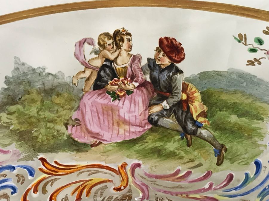 JUST ADDED - Stunning Vintage French Hand-Painted Gold Rimmed 35 Piece Crystal Glassware Includes: Stemware, Glasses, Plates, Saucers, Bowls (MOE) [Photo 3]