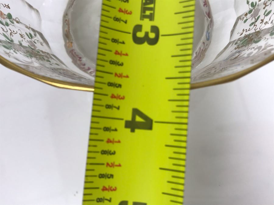 JUST ADDED - Stunning Vintage French Hand-Painted Gold Rimmed 35 Piece Crystal Glassware Includes: Stemware, Glasses, Plates, Saucers, Bowls (MOE) [Photo 39]