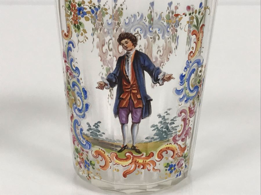 JUST ADDED - Stunning Vintage French Hand-Painted Gold Rimmed 35 Piece Crystal Glassware Includes: Stemware, Glasses, Plates, Saucers, Bowls (MOE) [Photo 50]