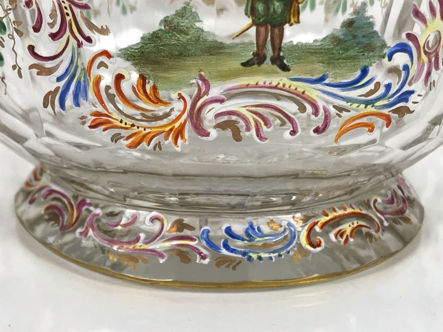 JUST ADDED - Stunning Vintage French Hand-Painted Gold Rimmed 35 Piece Crystal Glassware Includes: Stemware, Glasses, Plates, Saucers, Bowls (MOE) [Photo 31]