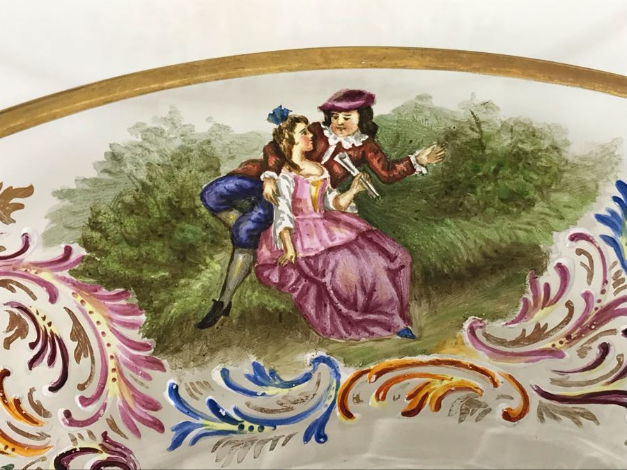 JUST ADDED - Stunning Vintage French Hand-Painted Gold Rimmed 35 Piece Crystal Glassware Includes: Stemware, Glasses, Plates, Saucers, Bowls (MOE) [Photo 60]