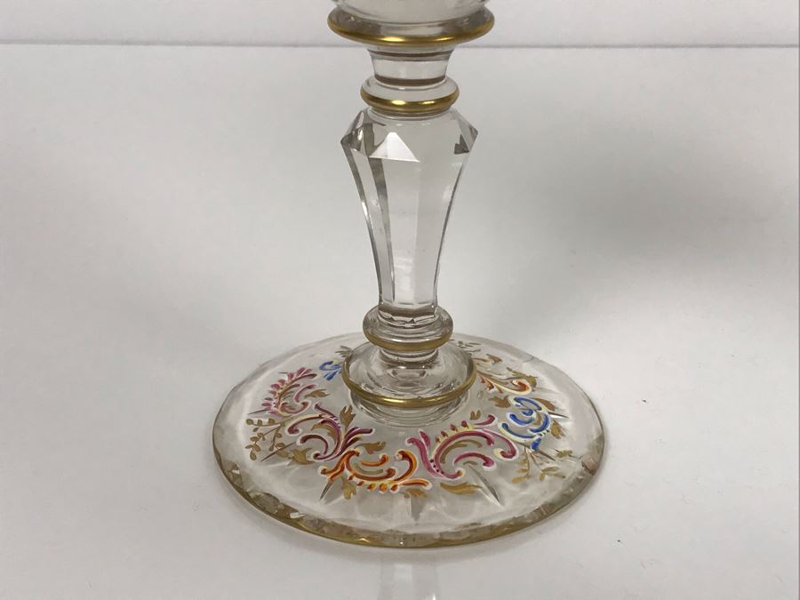 JUST ADDED - Stunning Vintage French Hand-Painted Gold Rimmed 35 Piece Crystal Glassware Includes: Stemware, Glasses, Plates, Saucers, Bowls (MOE) [Photo 14]