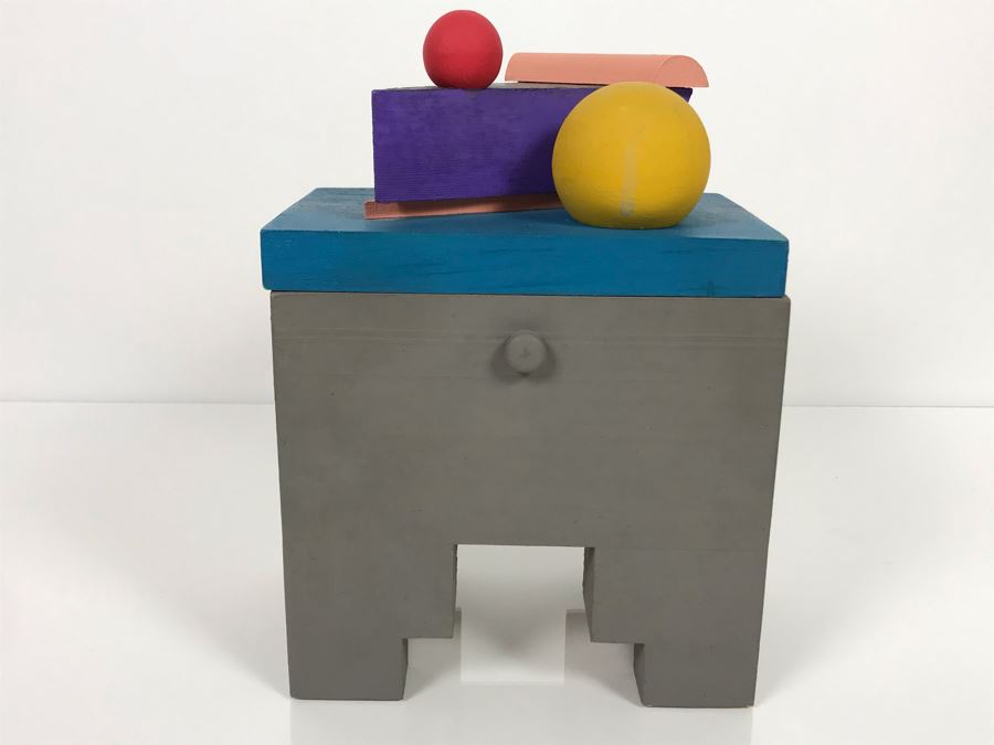 JUST ADDED - Signed Ray Jacobs (1928-2010)  California Artist Wooden Art Box With Lid 7W X 5D X 8.75H [Photo 3]