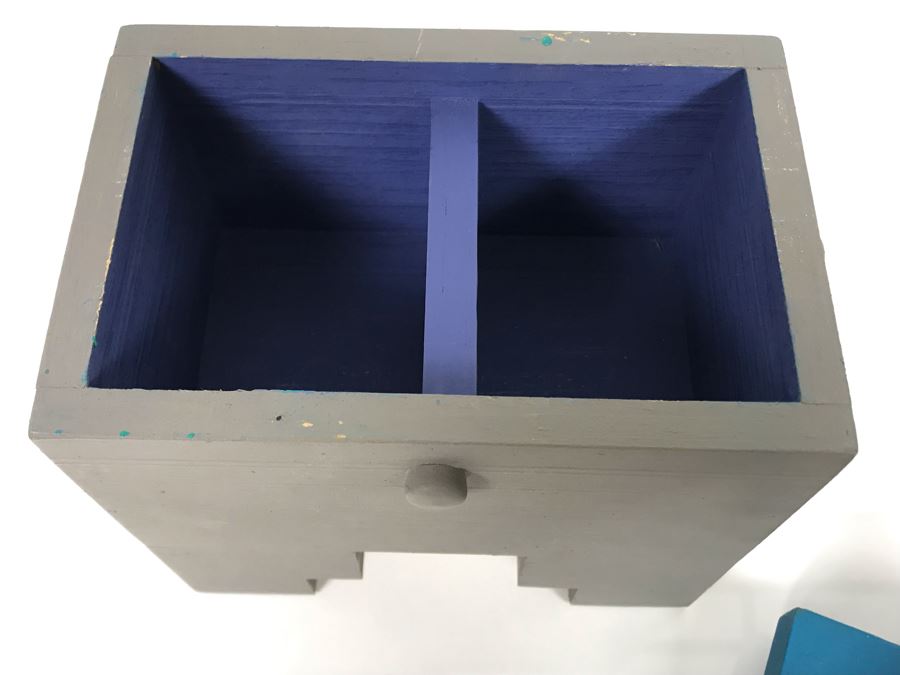 JUST ADDED - Signed Ray Jacobs (1928-2010)  California Artist Wooden Art Box With Lid 7W X 5D X 8.75H [Photo 8]