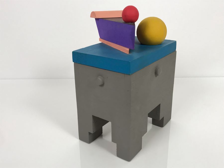 JUST ADDED - Signed Ray Jacobs (1928-2010)  California Artist Wooden Art Box With Lid 7W X 5D X 8.75H [Photo 4]