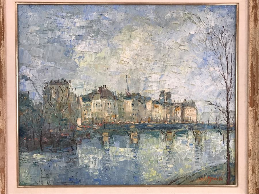JUST ADDED - Original Henri Auguin Paris France Oil Painting In Frame (MOE) [Photo 3]