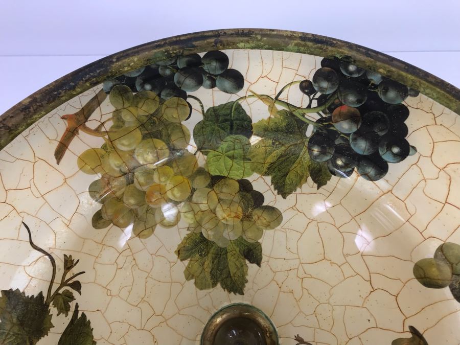 JUST ADDED - Hand-Signed Lesley Roy Footed Centerpiece Bowl Grape Motif 16R X 8H (MOE) [Photo 5]